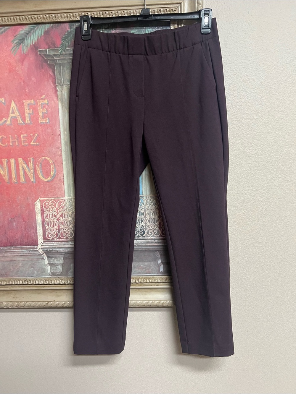 J. Jill Ponte Slim-Leg Pull-On Pants in Dark Plum